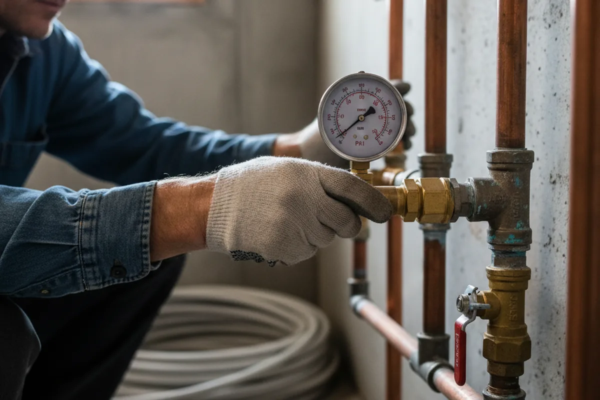 Pressure testing a repaired line during Water Line Repair in Ellicott City